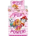 Paw Patrol Baumwoll-Bettwäsche 140x200 cm Deckenbezug + 70x90 cm Kissenbezug mit Reißverschluss - Rosa
