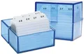 WEDO Karteikasten Karteibox A8 150 Karten incl. Karten und Register transluzent blau