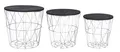 Levandeo® Couchtisch, 3er Set Beistelltisch Metall Metallkorb Drahtkorb Schwarz Silber