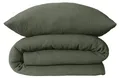 SCHIESSER Bettwäscheset Molly | 2-teilig | Musselin | 100 % Baumwolle | YKK Reißverschluss | 135x200 cm + 80x80 cm | Dunkelgrün