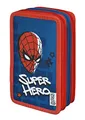 Spider-Man Tripledecker Federmäppchen inkl. Stiften, Radierer, Lineal etc. I Schlampermäppchen im Spiderman Design I Etui für die Schule