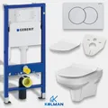 GEBERIT Duofix Vorwandelement Wand WC Set mit Delta01 + Softclose + Schallschutz