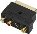 Scart Adapter (IN/OUT) vergoldet Scart-Stecker (21-Pin) > 3x Cinch-Buchse + Mini-DIN 4-Buchse (S-Video)