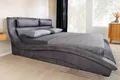 riess-ambiente Polsterbett SWING 160x200cm anthrazit Samt · Doppelbett in geschwungener Form (Einzelartikel, 1-tlg), inkl. Kopfteil & Kissen · Modern Design · Ehebett