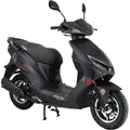 Motorroller GT UNION "Sonic X 45", schwarz (mattschwarz, schwarz), Motorroller & Mofas, ohne Topcase, 45 km/h, Luftgekühlter Motor, B:68cm H:105cm L:183cm