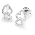 Smart Jewel Ohrstecker Doppelherz, Zirkonia Steine, Silber 925 Ohrringe   Silber Damen 