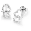 Smart Jewel Paar Ohrstecker Doppelherz, Zirkonia Steine, Silber 925 silberfarben