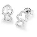 Paar Ohrstecker SMART JEWEL "Doppelherz, Zirkonia Steine, Silber 925", silber, Ohrringe, Damen, Silber 925 (Sterlingsilber)
