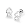 Smart Jewel Ohrstecker Doppelherz, Zirkonia Steine, Silber 925 Silber, Onesize 925 Sterling Silber