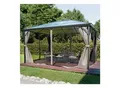 GARMIO® Pavillon 3x4m Garten Überdachung mit Polycarbonat - Dach & Moskitonetz, Seitenteile wasserdicht in anthrazit, mit Metallgestell & Aluminiumrahmen, für Outdoor