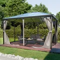GARMIO® Pavillon Aluminium 3x4m Polycarbonat Gartenzelt Pavillion Festzelt Netz