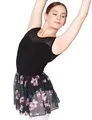 tanzmuster Ballettrock Damen - Ylvie - feiner, elastischer Netzstoff - zum Reinschlüpfen - schwarz geblümt 38 - Ballettkleidung für Erwachsene