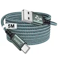 USB C Kabel Lang 5M Ladekabel 3.1A schnellladekabel und Datenkabel für Samsun...