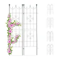 Relaxdays Rankgitter 2er Set, Metall, 180 x 50 cm, Rankhilfe Garten, Vintage, verzierte Spitze, zum Stecken, dunkelgrün, Design C