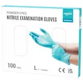 EUROPAPA® 100x Nitrilhandschuhe Einweghandschuhe Einmalhandschuhe Untersuchungshandschuhe Nitril Handschuhe puderfrei ohne Latex unsteril latexfrei disposible gloves (L, Hellblau)