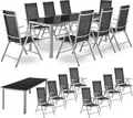 Juskys Aluminium Gartengarnitur Milano Gartenmöbel Set mit Tisch und 8 Stühlen Silber-Grau mit schwarzer Kunstfaser Alu Sitzgruppe Balkonmöbel