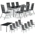 Aluminium Gartengarnitur Milano - Gartenmöbel Set Mit Tisch Und 8 Stühlen – Silber-grau Mit Schwarzer Kunstfaser - Alu Sitzgruppe Balkonmöbel - Juskys