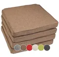 sunnypillow 4er Set Stuhlkissen wasserdicht UV-lichtecht 50 x 50 x 5cm | Polsterauflage Auflage für Stühle/Bänke | Sitzkissen Stuhlauflage für Haus und Garten | Indoor/Outdoor | Braun