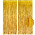 Lametta Vorhang Gold Glitzer - GREATRIL Party Vorhänge Foto Hintergrund Luftschlangen Geburtstag Dekoration für Abschluss Abi 2026 Geburtstag Kino Hollywood BVB Biene Silvester New Year Party Deko