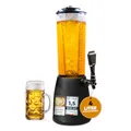Biertower 4,0 Liter – Kult Biersäule mit LED-Beleuchtung & Eiskühlung – XXL Trinksäule Getränkespender mit Präzisions-Zapfhahn – Robuste Zapfsäule für Party, Grillen & Events – Getränkesäule Schwarz