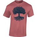 Baddery Print-Shirt Garten T-Shirt: "Forest City" - Wald Natur Hobbygärtner Gärtner, hochwertiger Siebdruck, auch Übergrößen, aus Baumwolle rot M