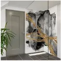Bilderdepot24 Duschrückwand Abstrakt schwarz Duschrückwand ohne Bohren Dusche Aquarell, (2-tlg., 0,61 mm starke Folie selbstklebend Wandpaneele Dusche versch. Größen), fugenlose & wasserfeste Motiv Rückwand Wandverkleidung für Duschkabine schwarz 80 cm x 200 cm