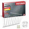 wortek Taubenabwehr Spikes Vogelabwehr Spikes - Edelstahl 12 Meter mit Sollbruchstellen - Tierfreundliche Taubenabwehr Balkon Dach Garten Fenster - Vogelschutz Taubenschutz Vogelschreck Vogelabwehr