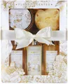 BRUBAKER Pflege-Geschenkset Dusch- und Badeset mit Vanille, Rosen & Minze Duft, 5-tlg., Frauen Geschenkset in Sichtfensterbox, Beauty Pflegeset für Damen