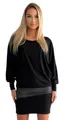 Mississhop 95-31 Damen Minikleid festlich Glitzer Kleid Pulli Tunika Schwarz S