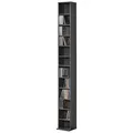 [en.casa] CD Regal Tynset DVD Regal mit 12 Ablagefächern CD Aufbewahrung 175 x 20 x 20 cm Standregal höhenverstellbare Regalböden Dunkelgrau
