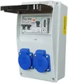 RoadEu Stromverteiler 230V mit Zähler, 2x Schuko, Steckdosenverteiler mit Fi Schutzschalter 40A typ A/AC, 2x Leistungsschalter C16A. Baustromverteiler IP44. Digitaler Stromzähler Hutschiene