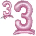 Luftballon 3. Geburtstag Zahl 3 Rosa Stehende XXL Riesen Folienballon 82cm Geburtstagsdeko Mädchen Ballon Zahl Deko zum Geburtstag.