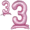 Luftballon 3. Geburtstag Zahl 3 Rosa Stehende XXL Riesen Folienballon 82cm Ge...