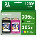 305XL Druckerpatronen Kompatibel für HP 305 Druckerpatronen XL Schwarz und Farbe Multipack für HP DeskJet 2710 2720e 4120e 2070e 2120 2721 Envy 6010 6020e 6420 6432e (2-Pack)