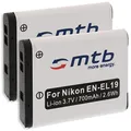 2X Akku EN-EL19 kompatibel mit Nikon S7000, S6900, S5300, S3700, S4100, S2700, S100, S33... / A100, A300, W100 - s. Liste!