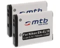 mtb more energy [2BAT-260 - Li-Ion] Kamera-Akku kompatibel mit Akku-Typ Nikon EN-EL19 700 mAh (3,7 V), passend für: Nikon Coolpix S2500, S2550, S2600, S2700, S2750, S2800, S2900, S3100, S3200, S3300, S3400, S3500, S3600, S3700, S4100, S4150, S4200, S4300, S4400, S5200, S5300, S6400, S6500, S6600, S6700, S6800, S6900, S7000…