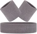3teiliges Schweißband Set | 1x Stirnband + 2X Schweißbänder für Handgelenke |...