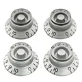 Musiclily Pro Metrische Größe 18 Splines Hutform Potiknopfe Top Hat Bell Knobs für Epiphone Les Paul SG Style E-Gitarre, Silber(4er Set)