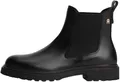 Tommy Hilfiger Damen Chelsea Boots Cleated aus Leder, Schwarz (Black), 36