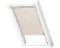 VELUX Dachfenster Plissee blickdicht leinen mit grauem Alu-Rahmen elektronisch F