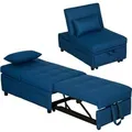 HOMCOM Schlafsessel Polyester Schaumstoff Blau 65,5L x 104B x 81H cm