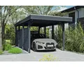 Einzelcarport SKAN HOLZ Friesland-Hybrid inkl. Rückwand/Seitenwand Aluminium, Pf