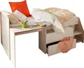 Parisot Hochbett Milky mit kleiner Arbeitsfläche und kleiner Kommode, extra Stauraum