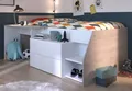 Hochbett Bett weiß und grau Loft Kinderzimmer Bett mit Stauraum Parisot Milky1