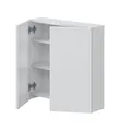 Hängeschrank >DESTAL< Der moderne Schrank DESTAL in glänzendem Weiß misst 60 cm Breite, 60 cm Höhe und 16 cm Tiefe. Aus melaminbeschichtetem Holzwerkstoff gefertigt, bietet er 2 Türen und 3 Fächer.
