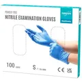 EUROPAPA Nitril-Handschuhe Medical Einmalhandschuhe Untersuchungshandschuhe (100 Stück, puderfrei ohne Latex, Gummihandschuhe) unsteril latexfrei disposible gloves blau S
