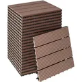 tectake Terrassenfliesen, Braun, Kunststoff, Quadratisch, 31x2.2x31 cm, Gartenzubehör, Terrassen- & Balkonböden, Terrassenfliesen