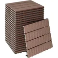 tectake® Terrassenfliesen Tegulas 22er Set im Klicksystem 31 x 31 x 2,2 cm - Braun