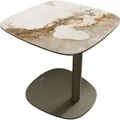 DELIFE Couchtisch Edge, Boot 50x50 cm Keramik Minas Melange Eleny Metall Effektfinish Titan beige 50 cm x 43 cm x 50 cm