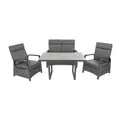 Green Spirit - Garten Sitzgruppe Montana - Grau, Polyrattan, Aluminium, für 4 Personen, Wetterfest, Gartenmöbel-Set 4 teilig mit Bank, Tisch, 2 Sessel
